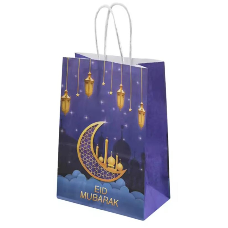 En gros de l\'Eid Mubarak Gift Kraft Paper Sac Islamic Muslim Festival Party Decoration Ramadan Goodie Sacs