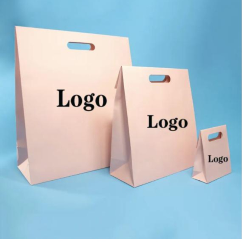 Reutilisable Die Cut Handle Spot UV Logo personnalisé Mariage d\'anniversaire Gift Pink Vêtements Pinking Emballage Colorful Design Paper Sac à provisions